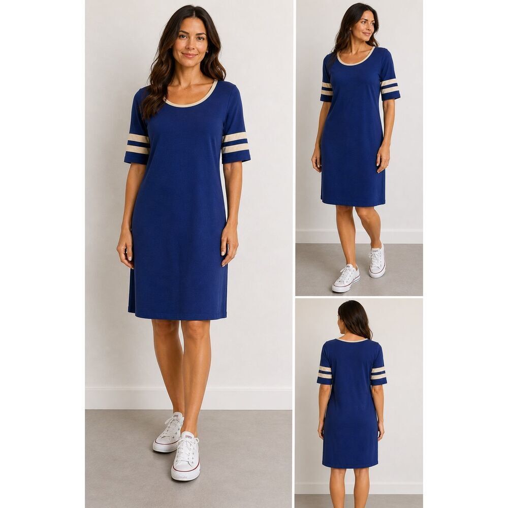 LuLaRoe T-Shirt Dress S Blue Knee Length Casual Stretch Sport Chic